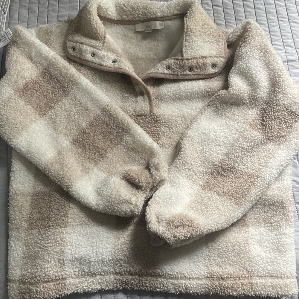 LOFT Plaid Sherpa Pullover